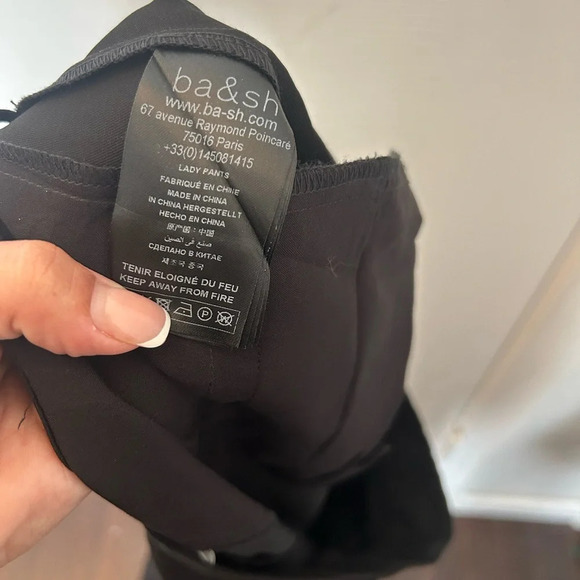 ba&sh Pants Womens US 8 Paolo Pleated Tapered Trousers Linen Blend Black - Picture 7 of 8